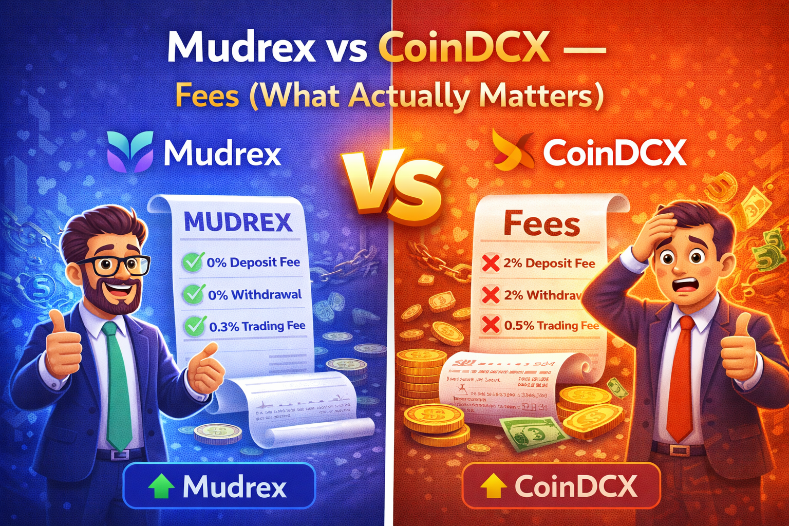 Mudrex vs CoinDCX — Fees (What Actually Matters)