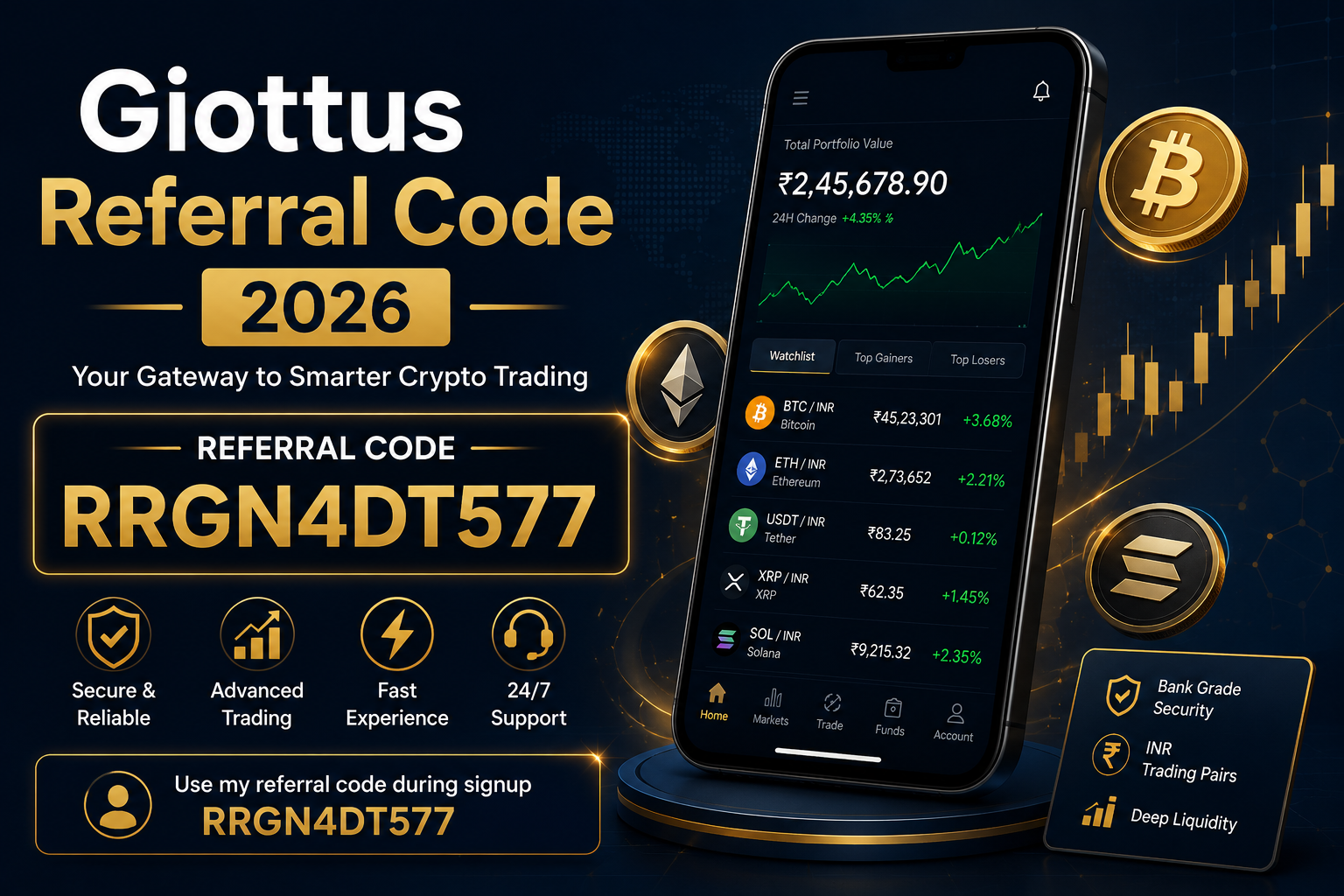 Giottus Referral Code RRGN4DT577 - sign up on Giottus crypto exchange India 2026