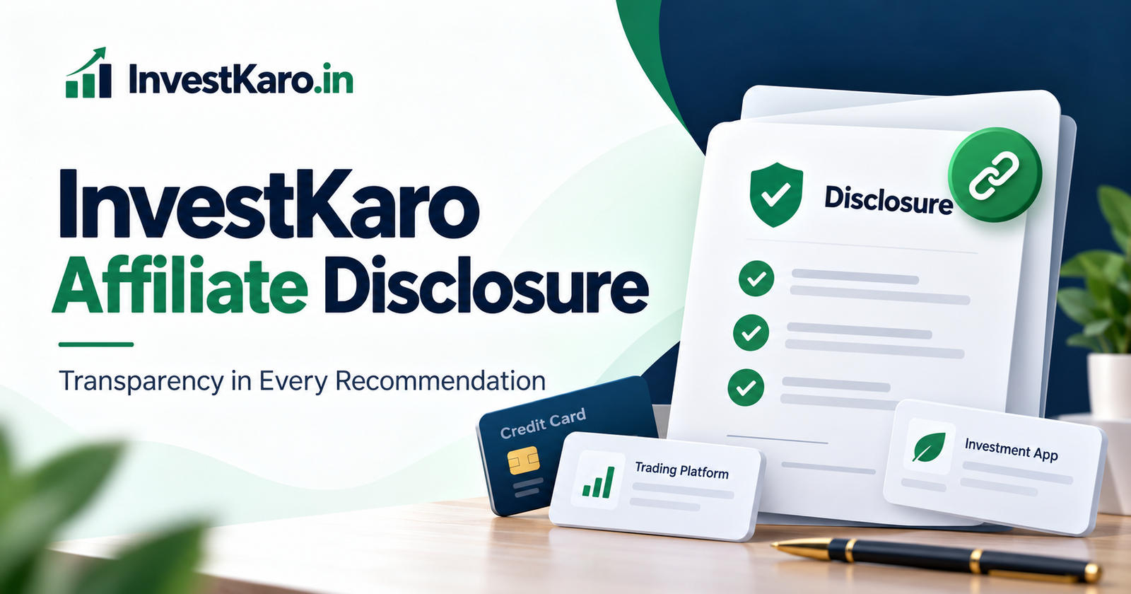 InvestKaro Affiliate Disclosure explaining referral links, affiliate commissions and sponsored content